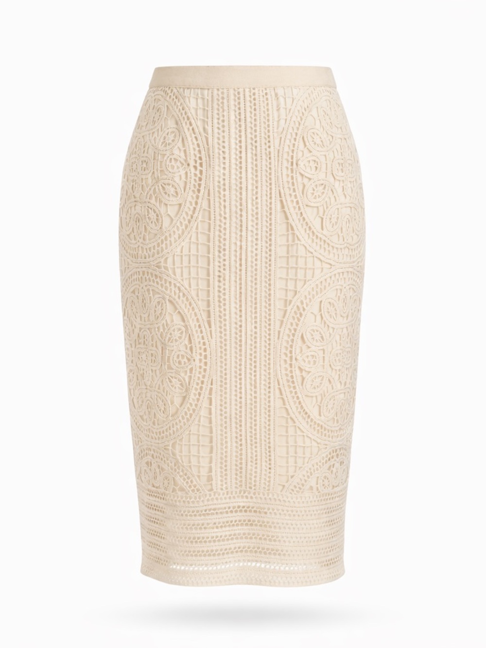 Maeve (Anthropologie) Crochet Lace-Blocked Midi Pencil Skirt Sz XS